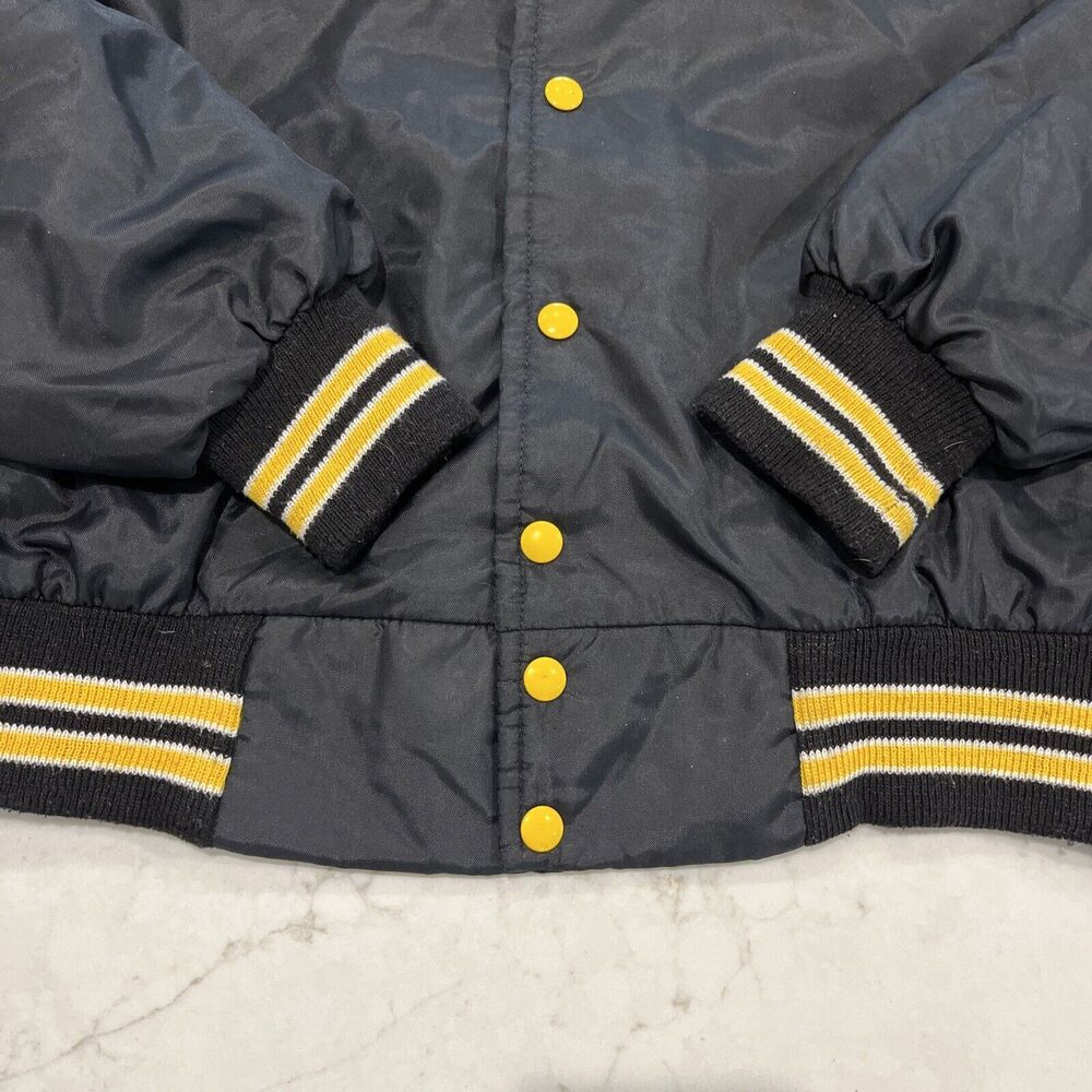 West Wind Large Vintage Nylon Stripe Collar Snap Bomber Jacket 80s Champs USA - Picture 7 of 14